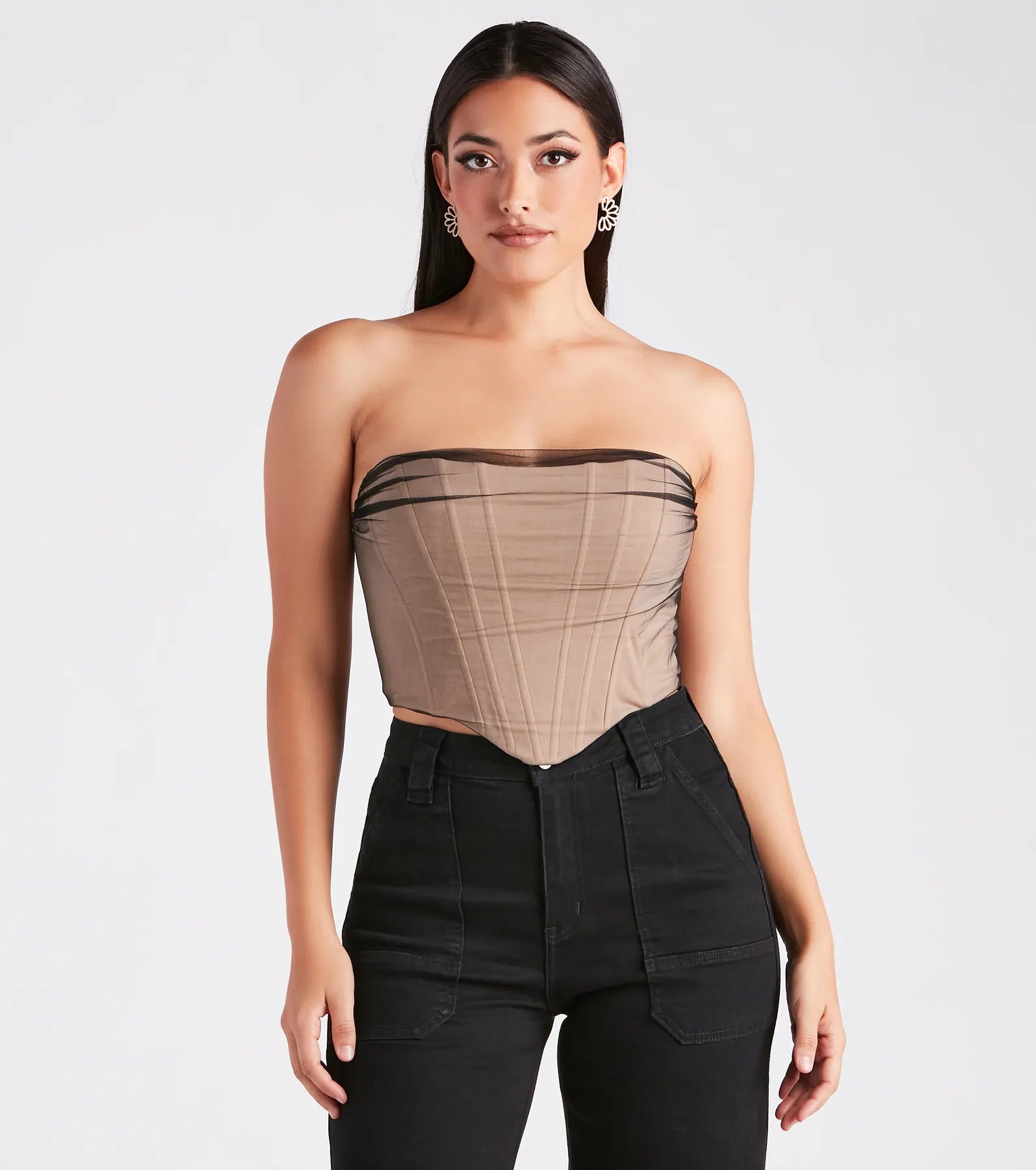 Having A Moment Ponte Tulle Corset Top - Image 5