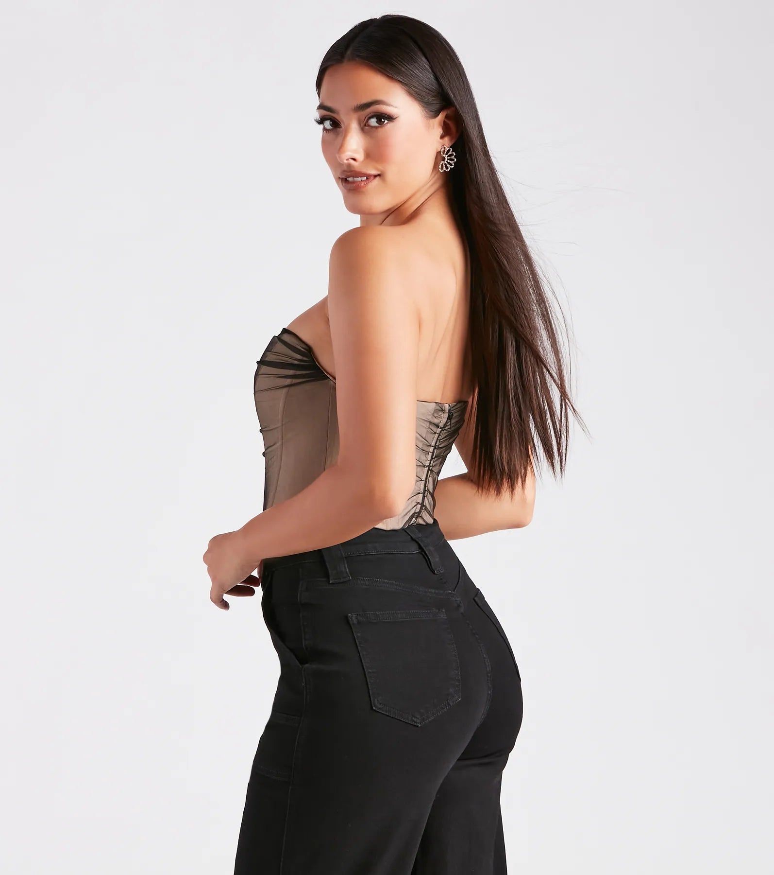 Having A Moment Ponte Tulle Corset Top - Image 6