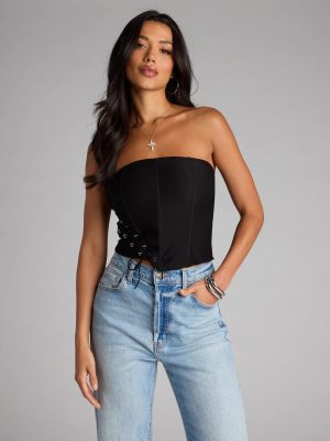 Tie It Up Strapless Lace Up Corset Top