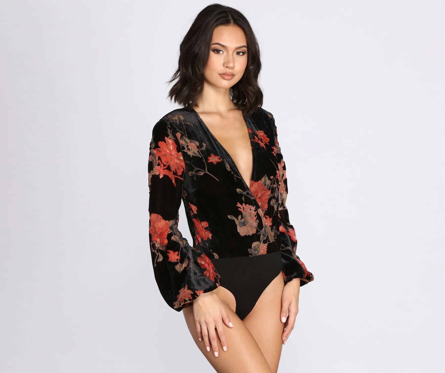 Beloved Velvet Floral Burnout Bodysuit - Image 5