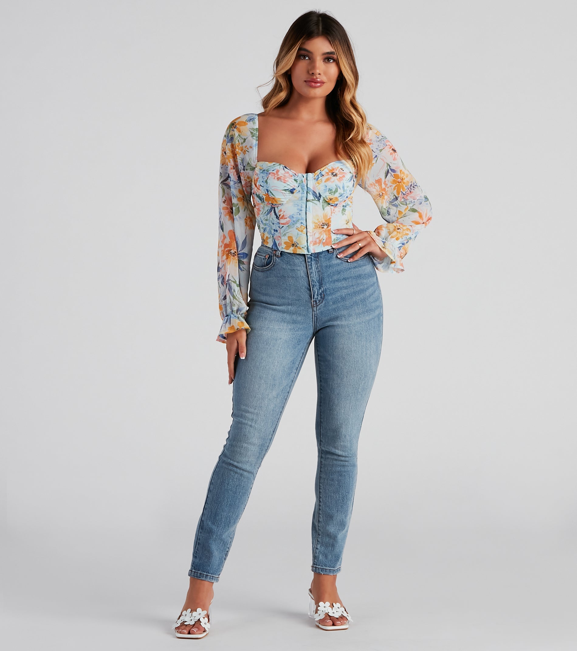 Tropic Ready Floral Chiffon Corset - Image 2