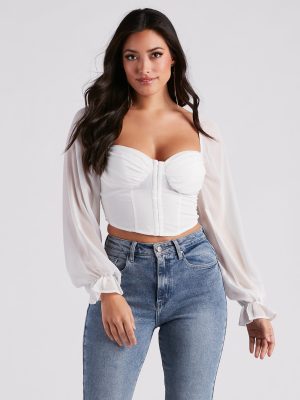 Breezy Chiffon Cropped Corset Blouse