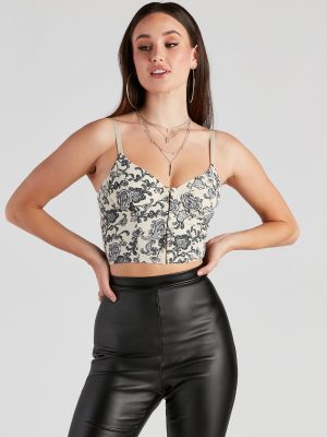 Vibe In Paisley Corset Crop Top
