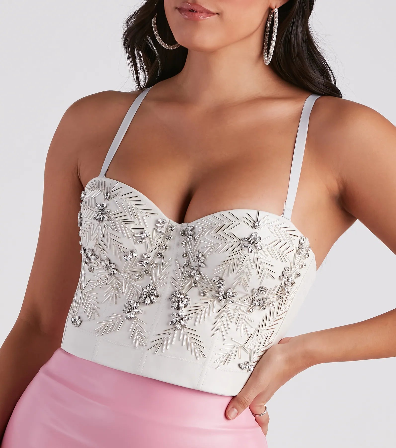 Radiant Glamour Rhinestone Faux Leather Corset - Image 4
