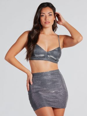 Fashionable Perfection Glitter Crop Top