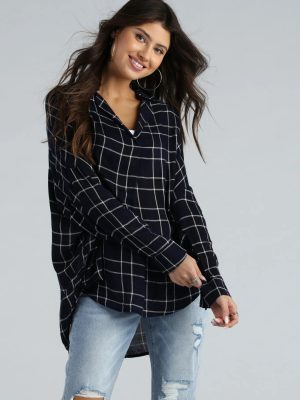 Seasonal Chic Plaid Oversized Top