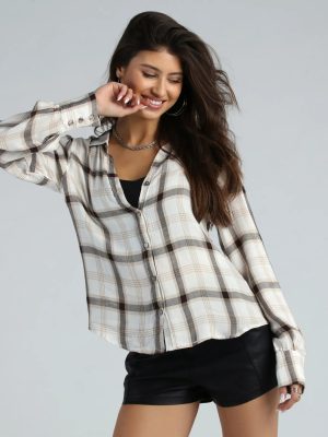 Days In Plaid Button Down Shirt Top