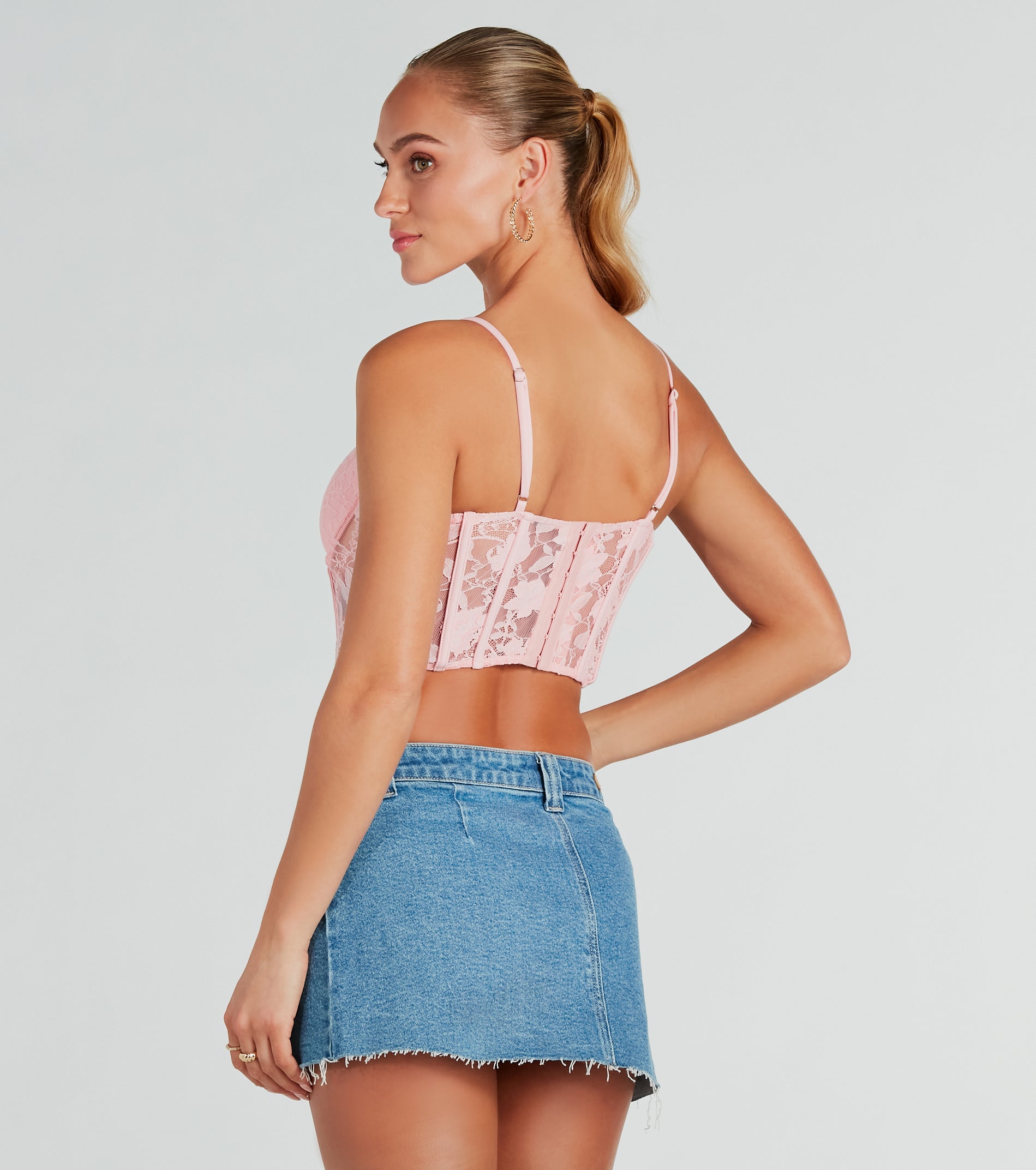 Sultry Details Sheer Floral Lace Corset Top - Image 2