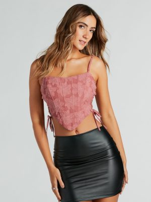 Chic Blooms Lace-Up Floral Chiffon Corset Top