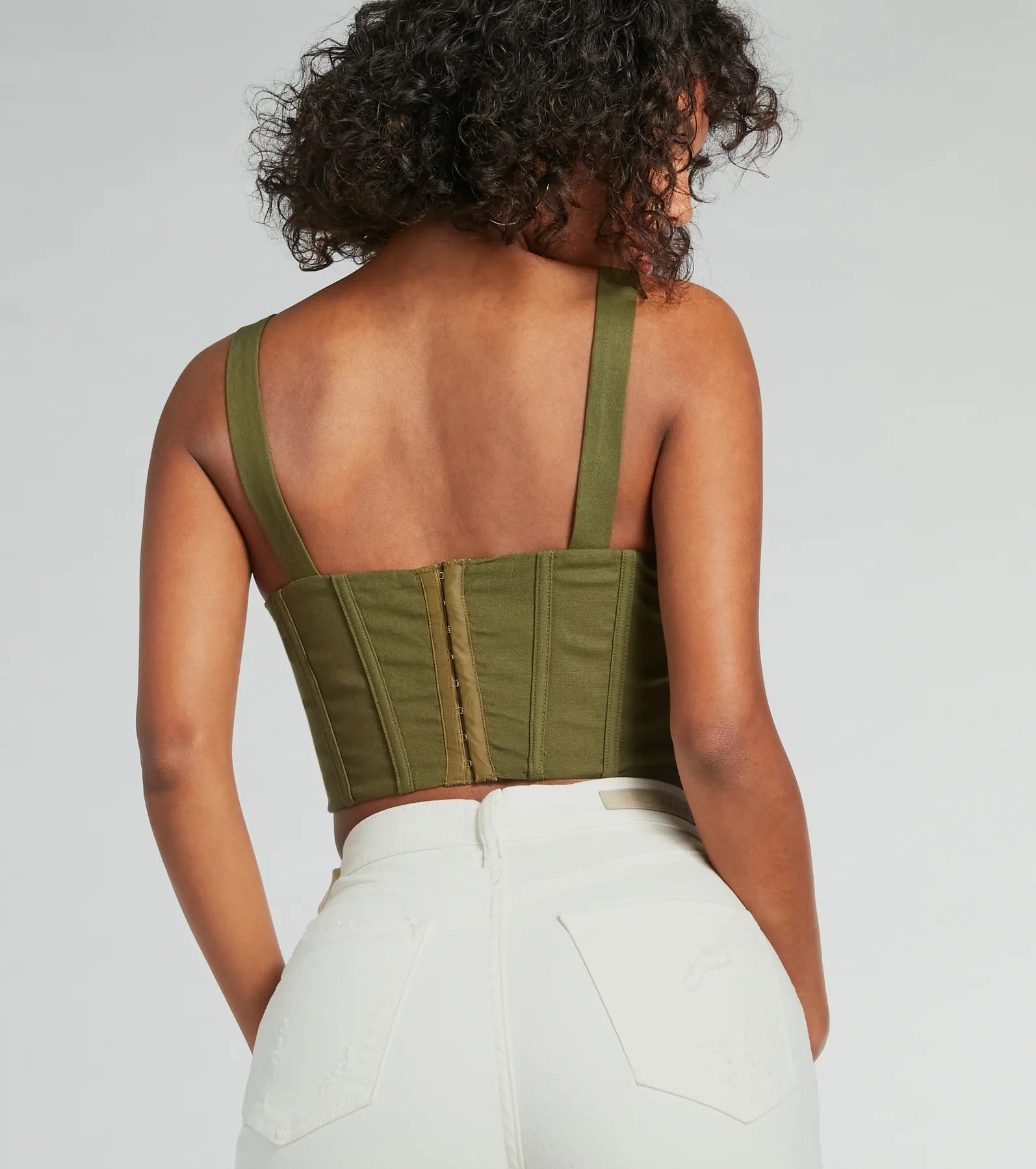 Everyday Allure Plunging Linen Corset Top - Image 3