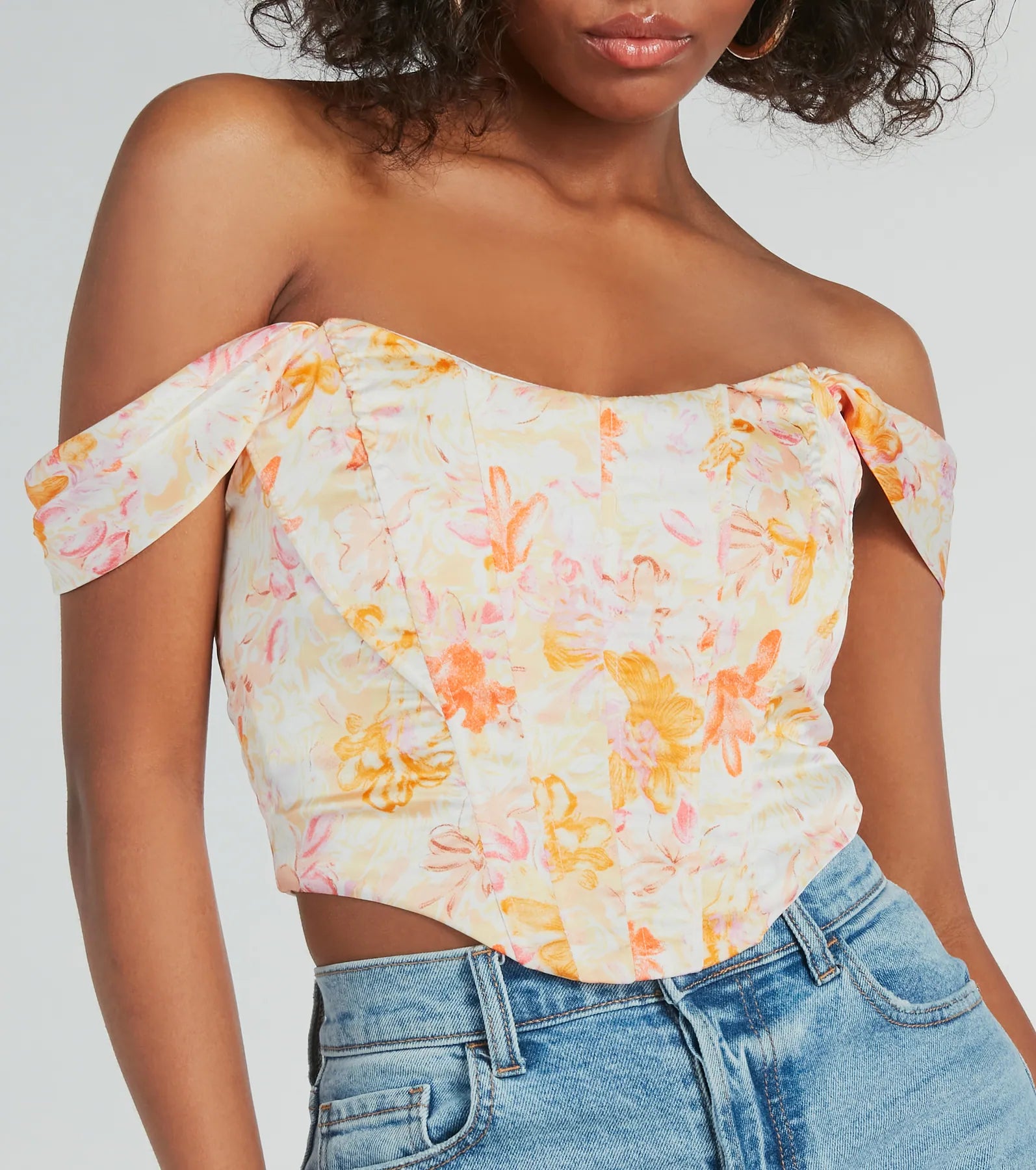 Floral Season Lace-Up Satin Corset Top - Image 4