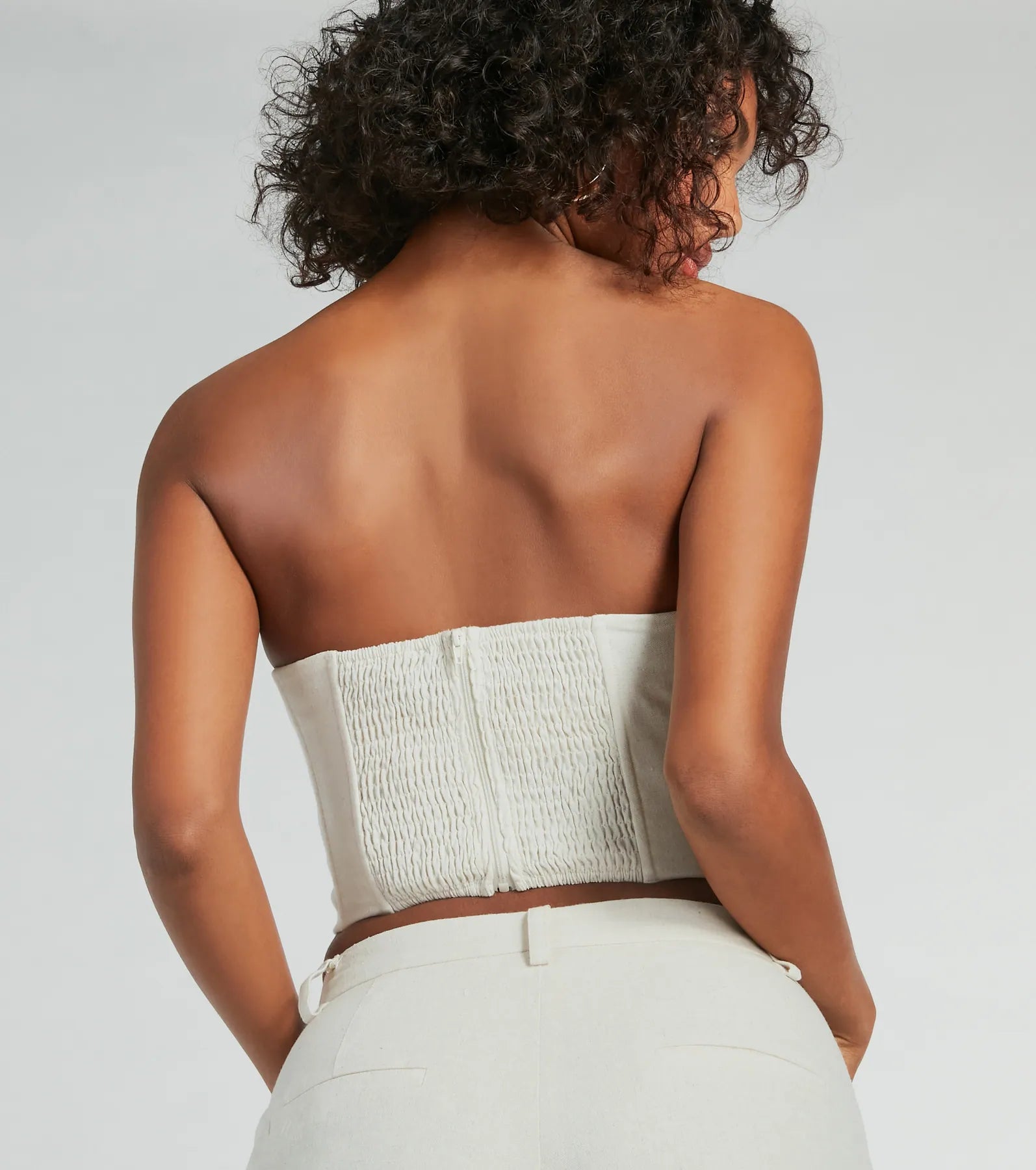Cutest Babe Strapless Linen Bustier - Image 2