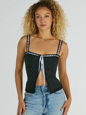 Sweet Innocence Lace Trim Bow Crop Top