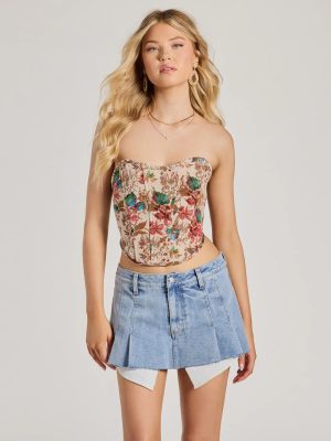 Cancun Cutie Lace-Up Tropical Floral Corset Top