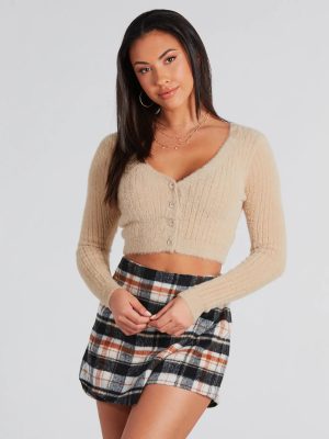 Feeling Cozy Eyelash Knit Cropped Cardigan