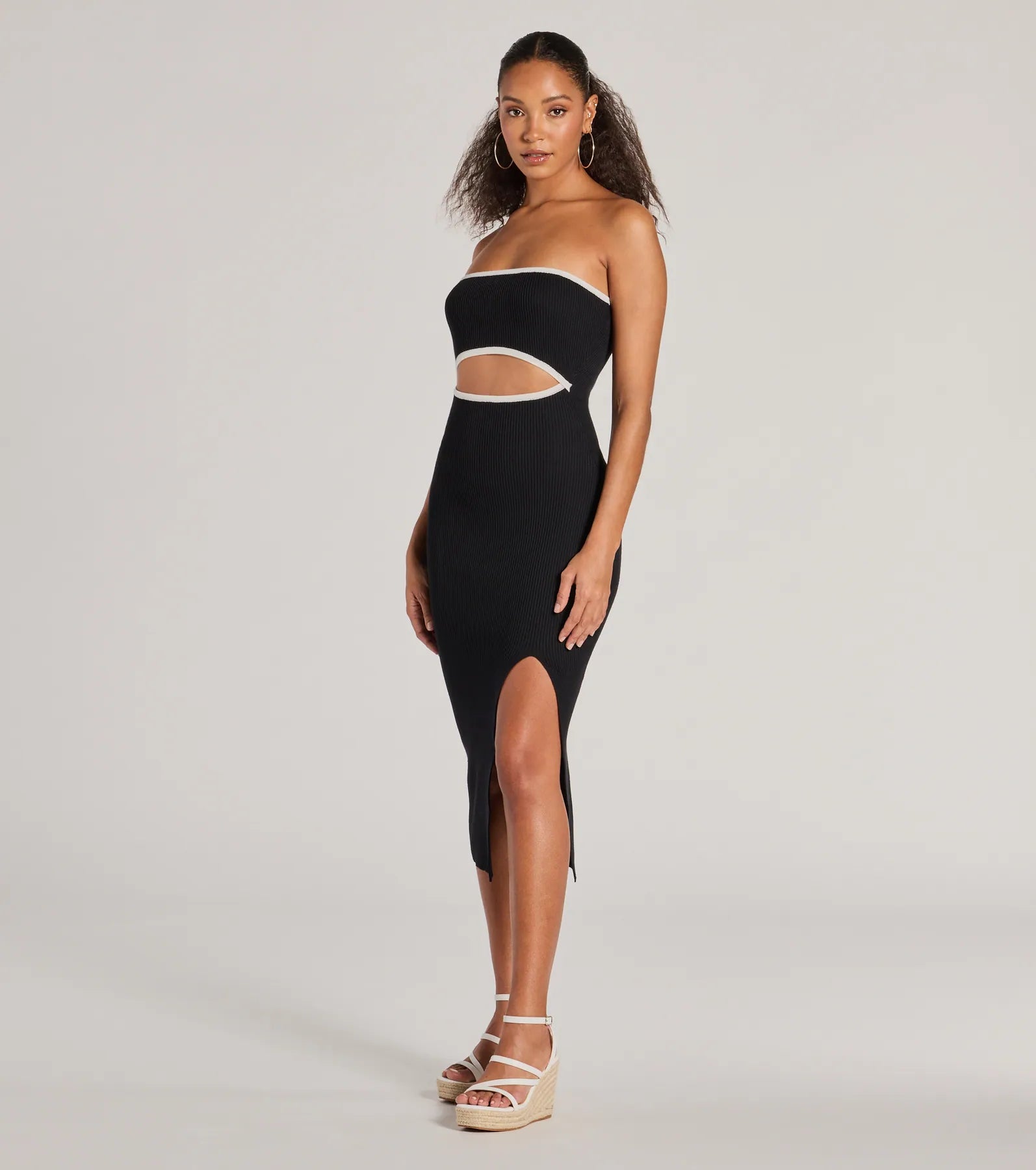 Leaving Impressions Strapless Ribbed Knit Midi Dress - Image 8