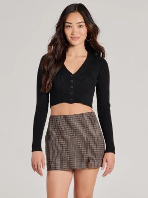 Darling Layer V-Neck Button Crop Cardigan
