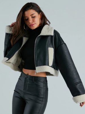 City Slicker Faux Leather Sherpa Lined Jacket