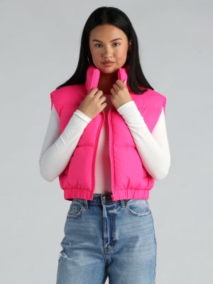 Layer Up Sleeveless Puffer Vest With Pockets