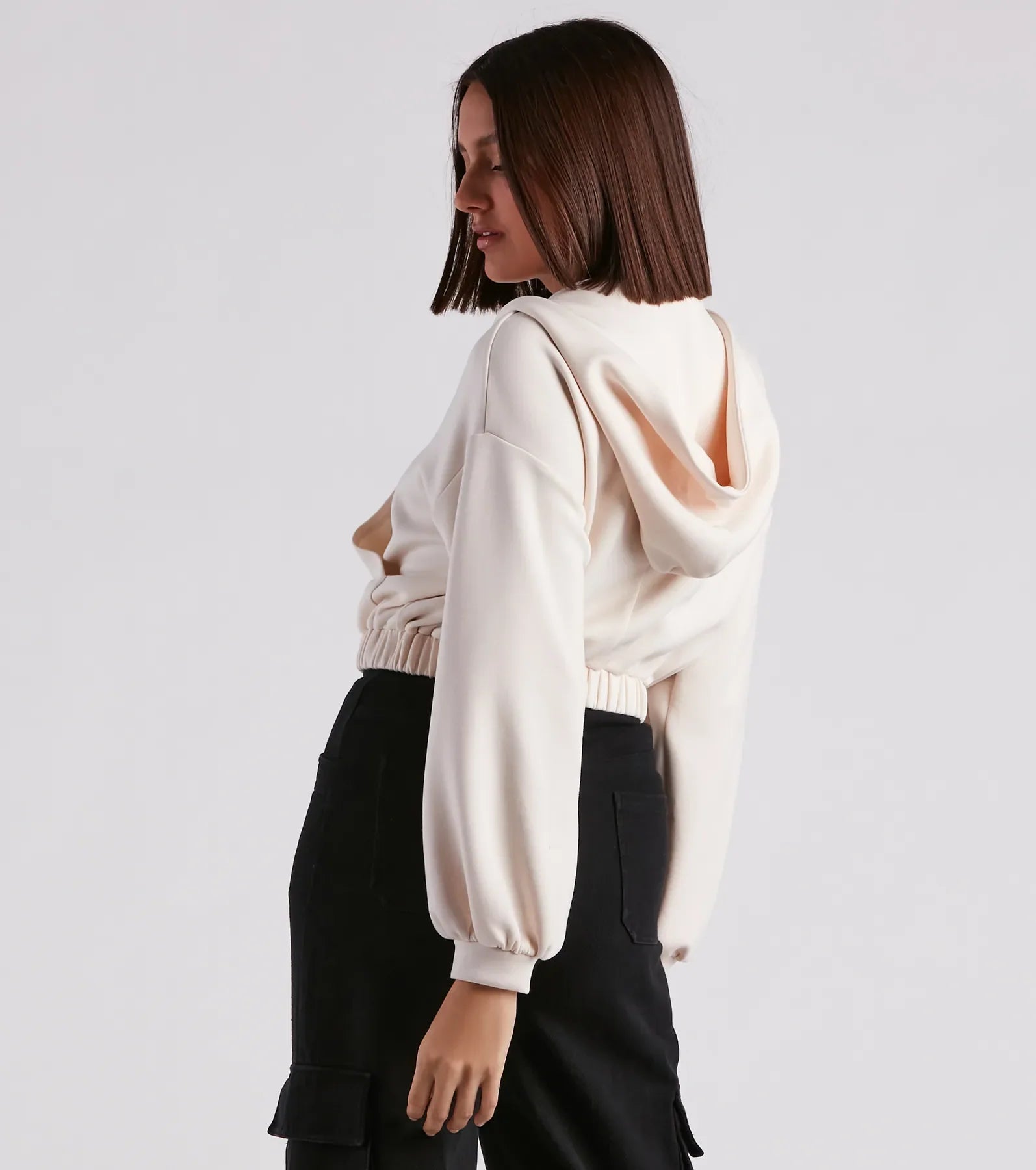Off Duty Babe Luxe Zip-Up Crop Hoodie - Image 2