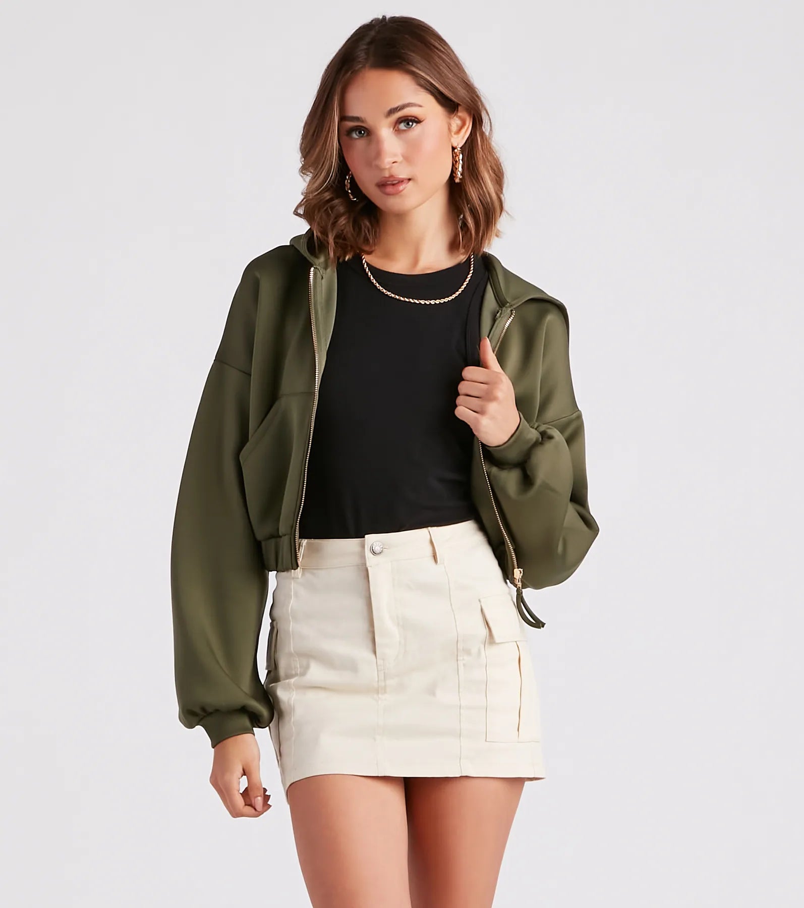 Off Duty Babe Luxe Zip-Up Crop Hoodie - Image 5