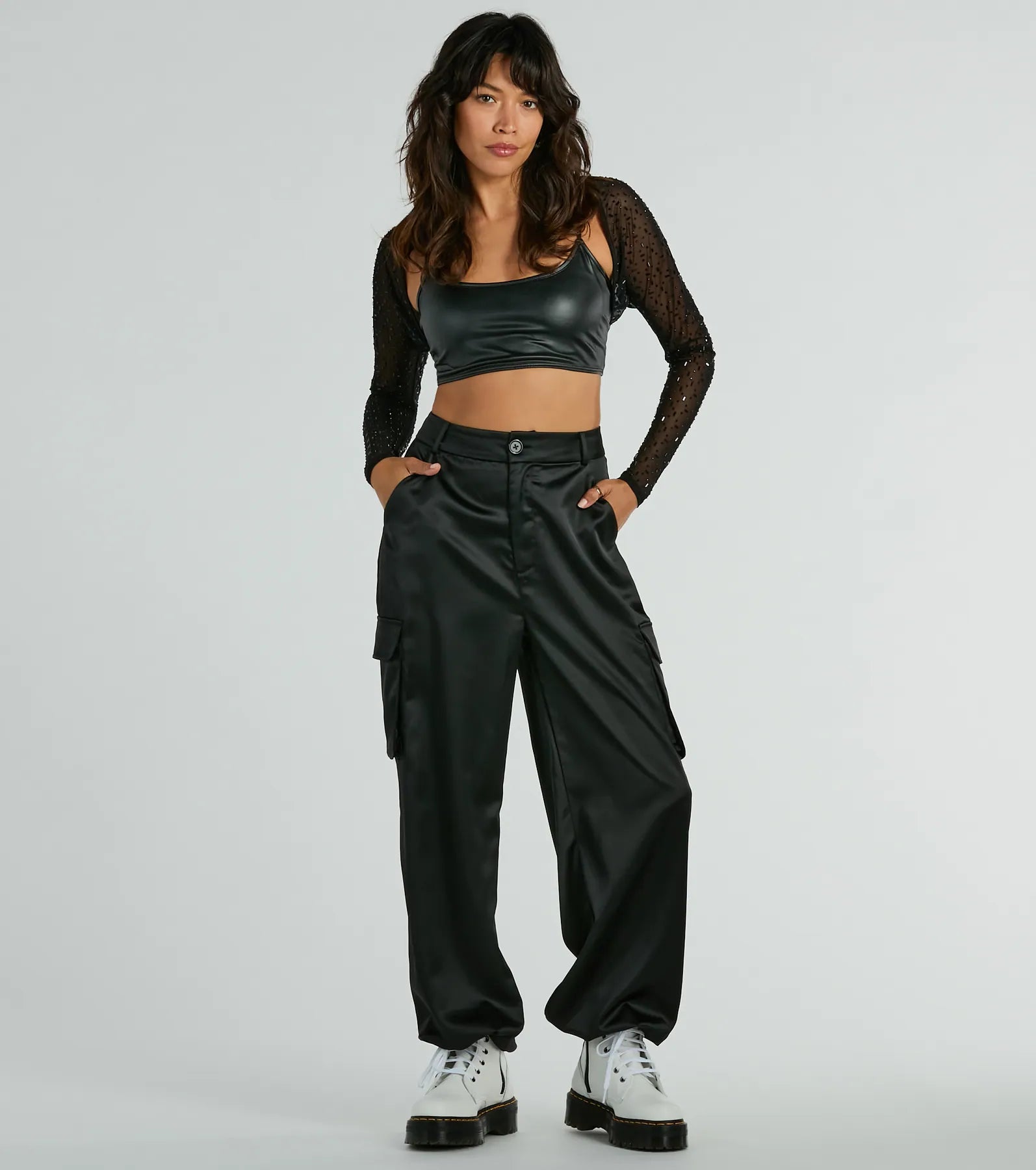 Here To Shimmer Rhinestone Mesh Bolero - Image 3