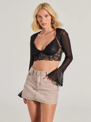 Signature Chic Ruffled Long Sleeve Mesh Bolero