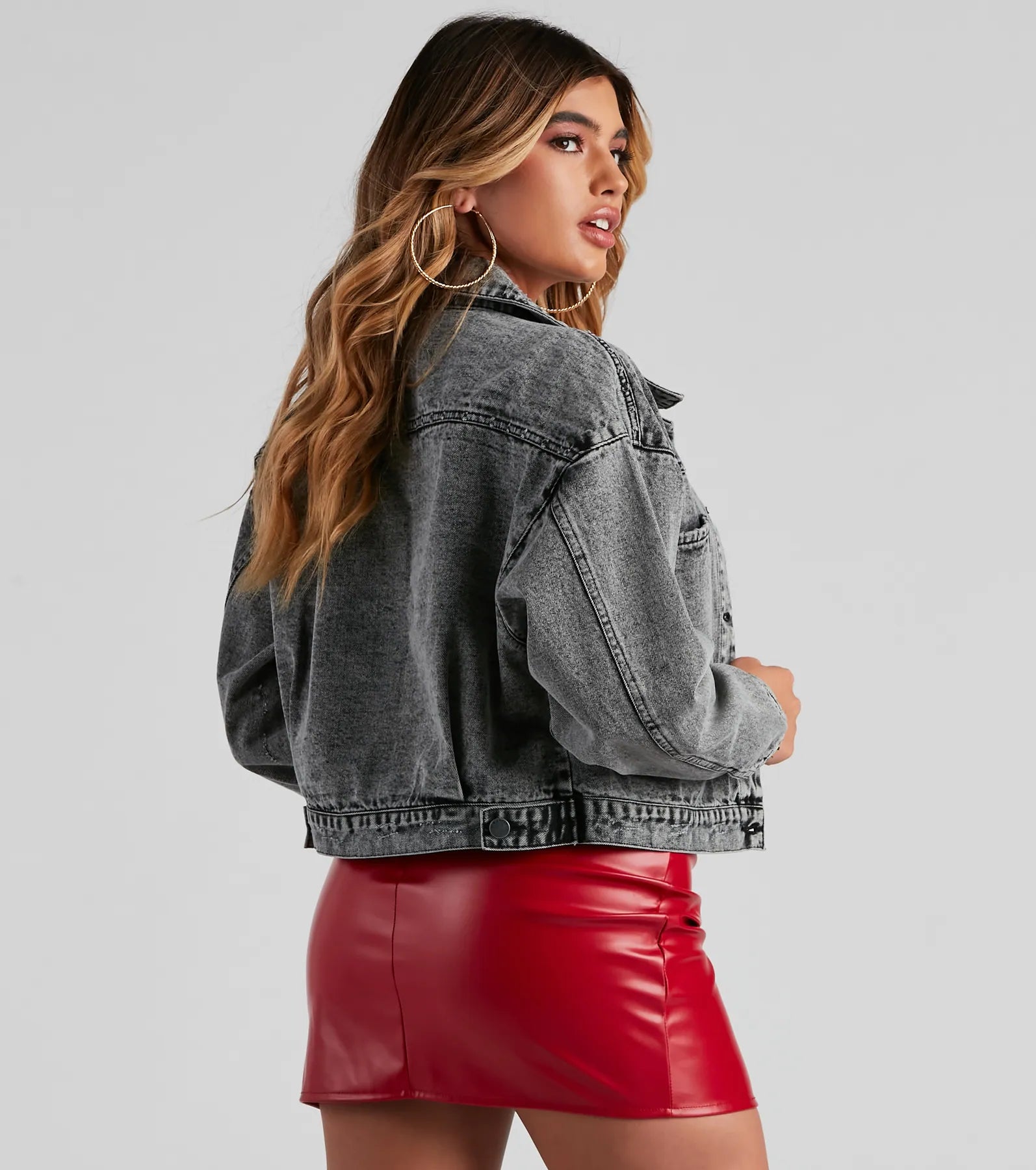 Don't Waist Time Crop Denim Jacket - Image 6