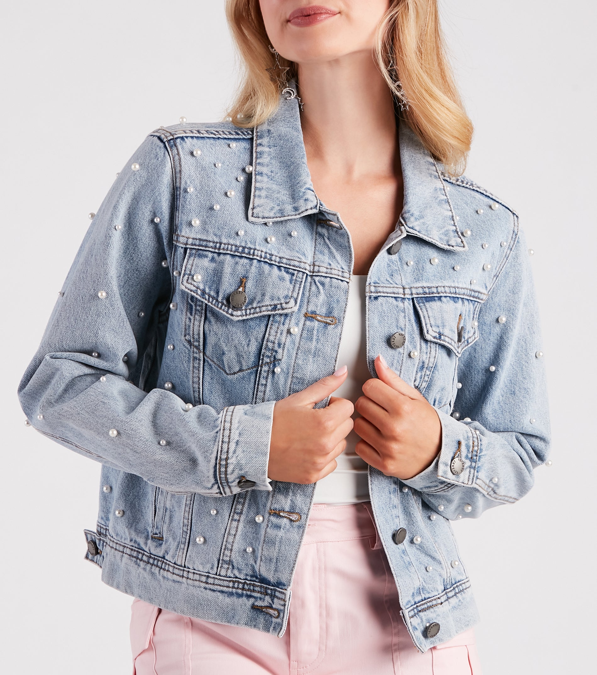 Perfectly Chic Pearl Denim Jacket - Image 2