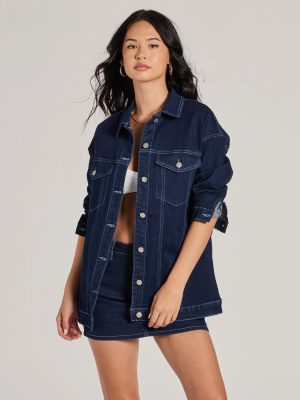 Admirable Aesthetic Oversized Long Sleeve Denim Shacket