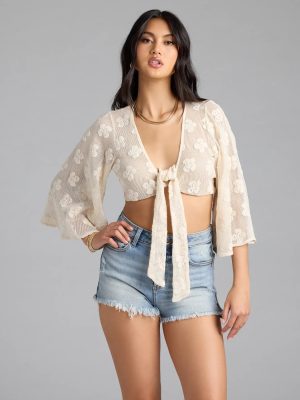Want To Want Me Floral Crochet Tie Front Top