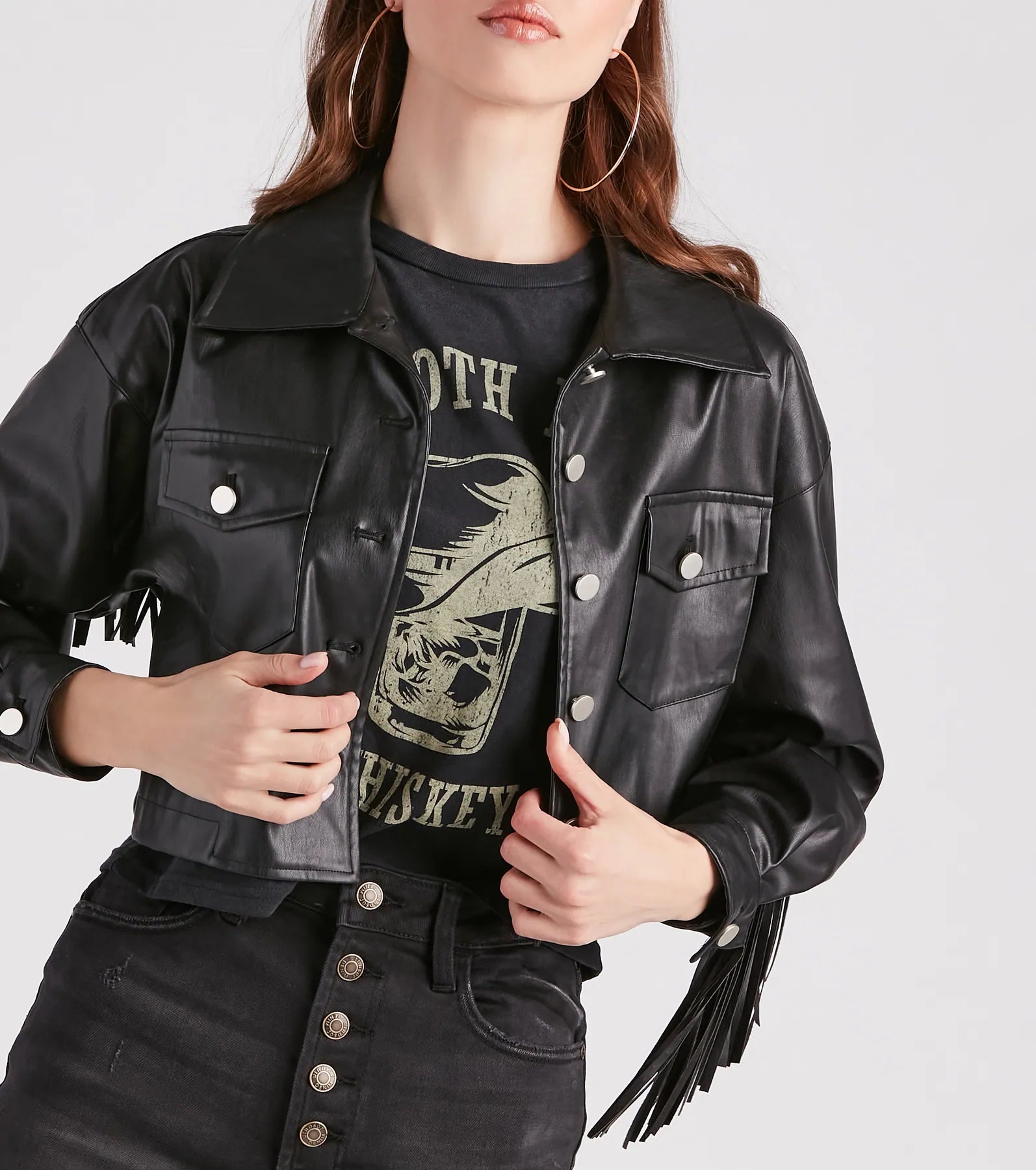 Wild Retro Faux Leather Fringe Jacket - Image 8