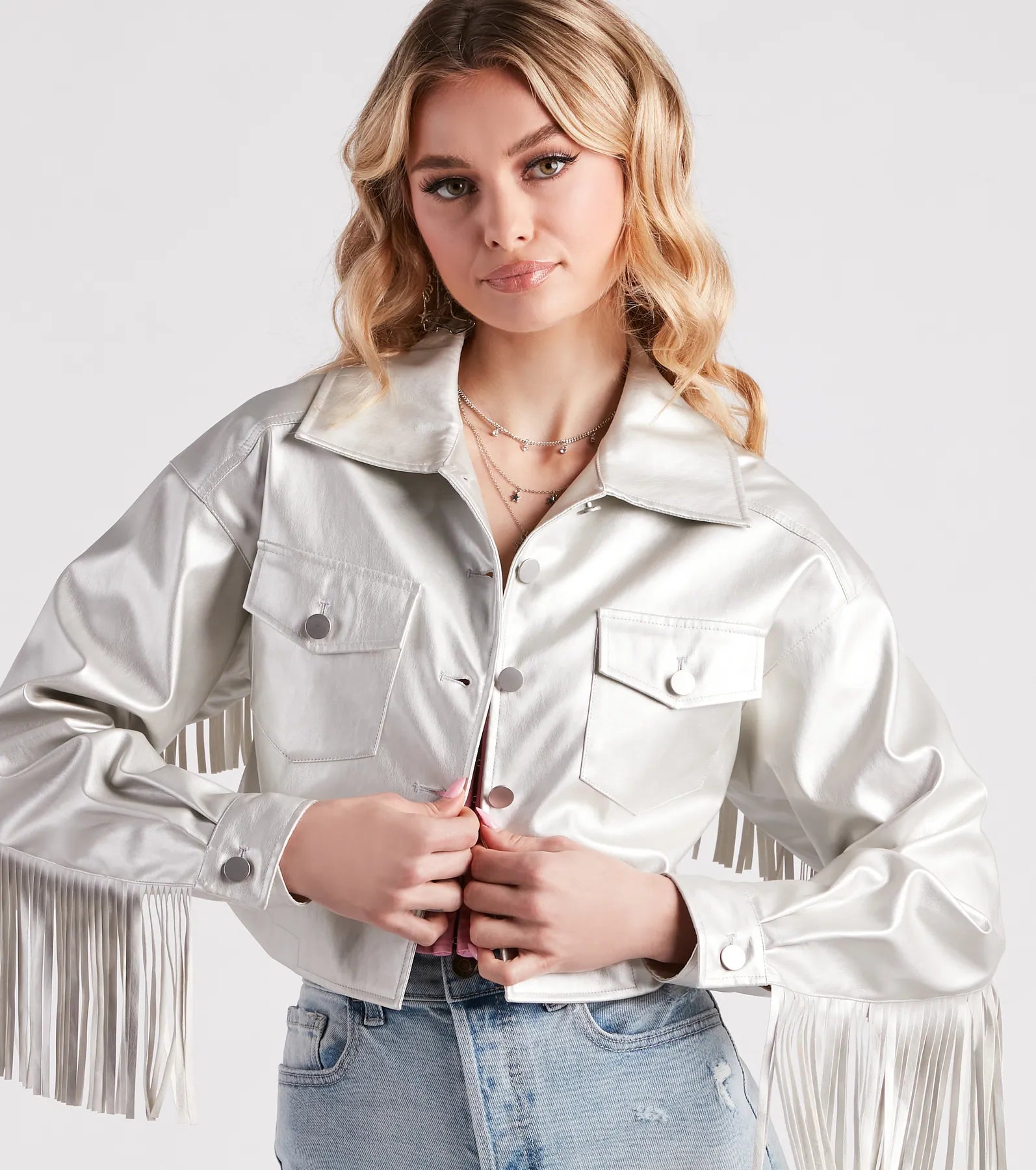 Wild Retro Faux Leather Fringe Jacket - Image 4
