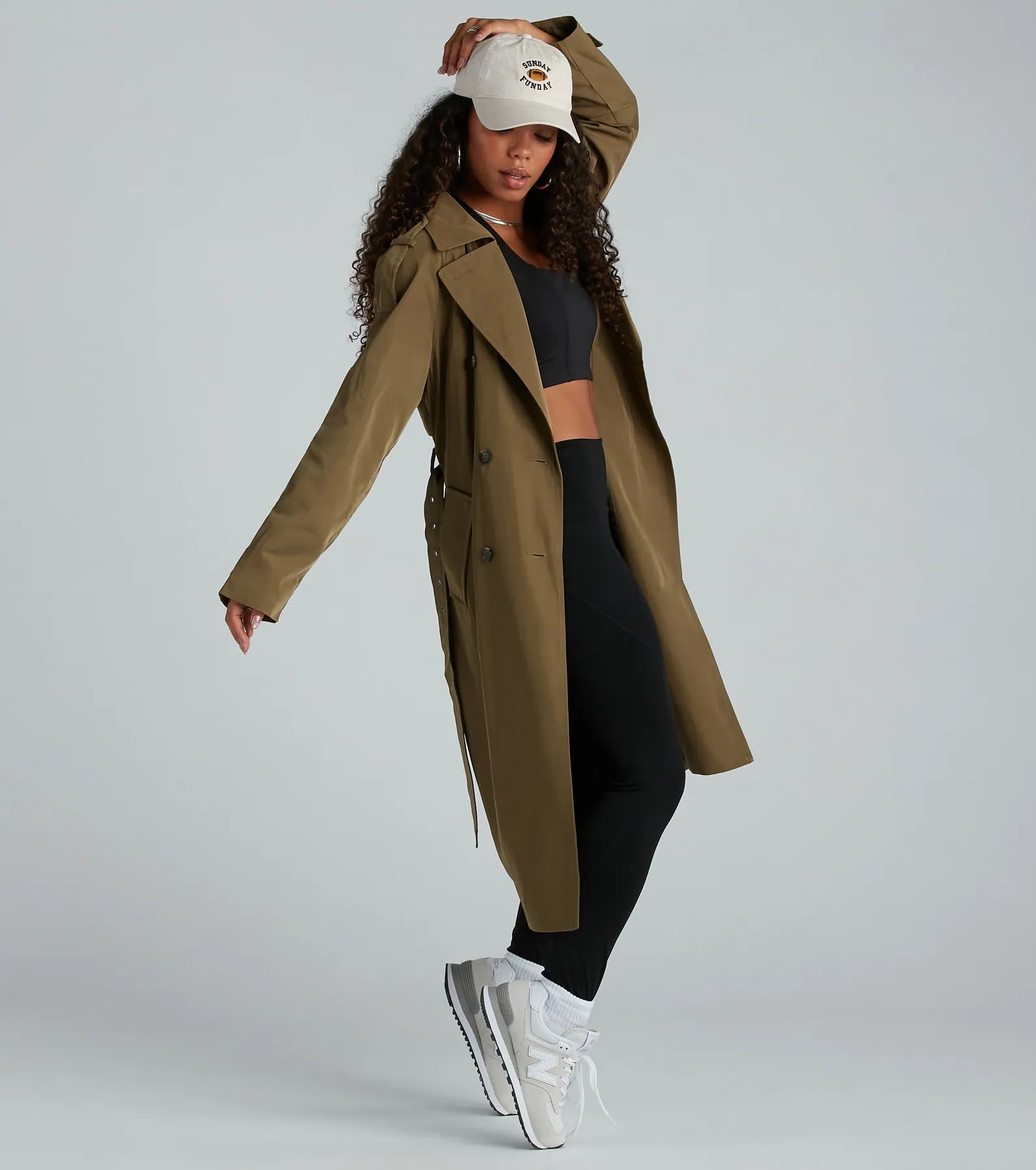 Get A Clue Double Breasted Trench Coat - Image 5