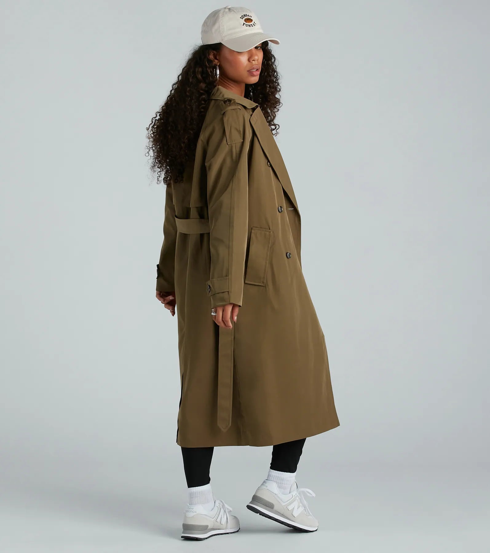 Get A Clue Double Breasted Trench Coat - Image 6