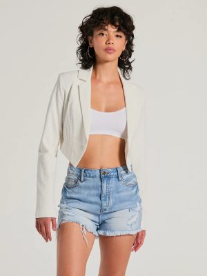Elevated Theme Long Sleeve Crop Linen Blazer