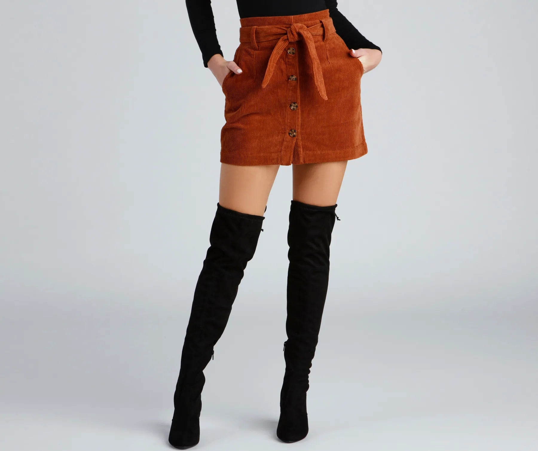 Essential Corduroy Button Down Mini Skirt - Image 4