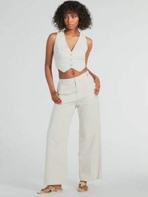 Cutest Babe Wide Leg Linen Trouser Pants
