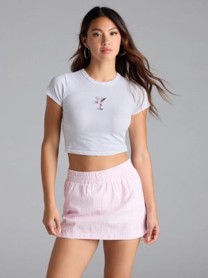 Just A Girl Mid-Rise Striped Boxer Skort