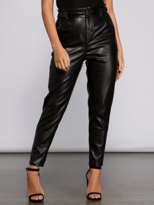 Polished N' Edgy Faux Leather Paper Bag Pants