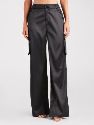 Dress Me Up Satin Straight-Leg Cargo Pants