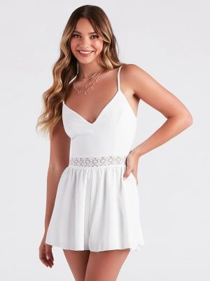 Go With The Flow Crochet Woven Romper