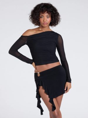 Feeling Myself Slit Ruffle Mini Skirt