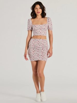 Two Cute High Rise Floral Mini Skirt