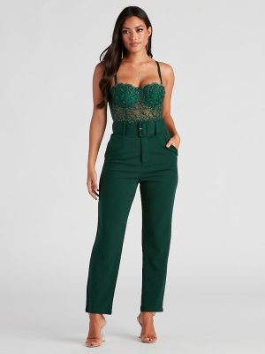 Perfectly Polished Belted Dress Pants