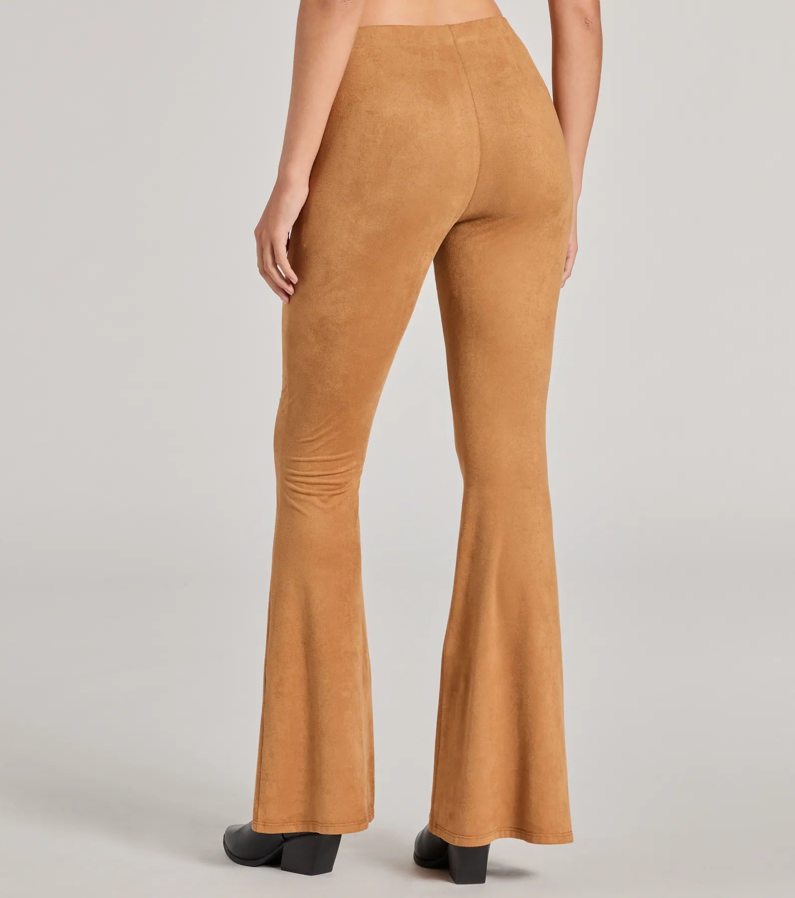 Bohemian Babe Lace-Up Faux Suede Flare Pants - Image 2