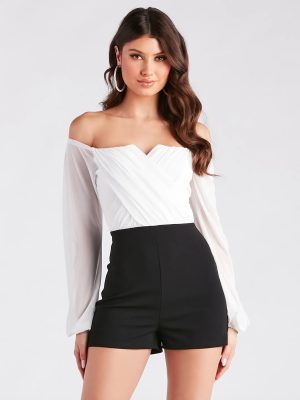 Flaunt At First Sight Off-The-Shoulder Romper
