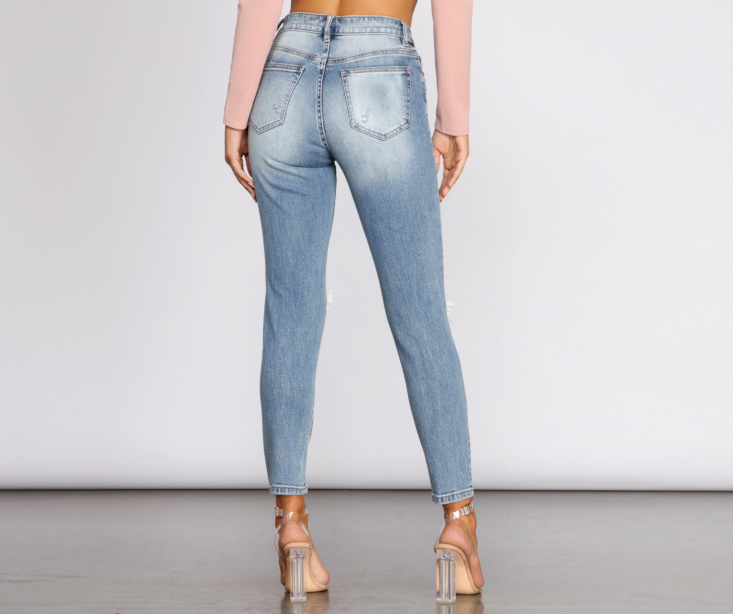 Tobi Super High Waist Destructed Mom Jeans - Image 2