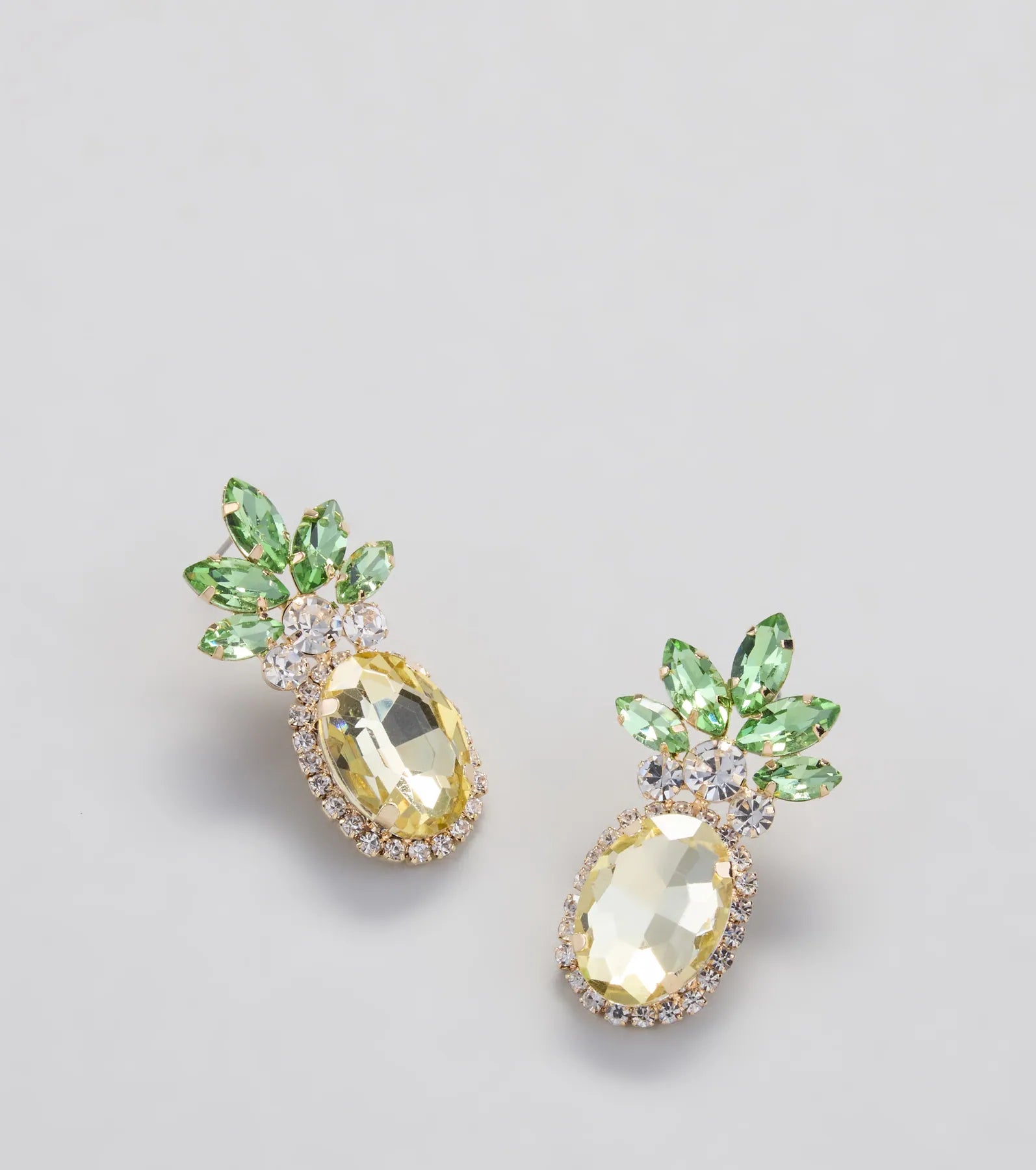 Tropical Fun Rhinestone Pineapple Stud Earrings