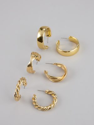 Triple The Fun Hoop Earrings Set